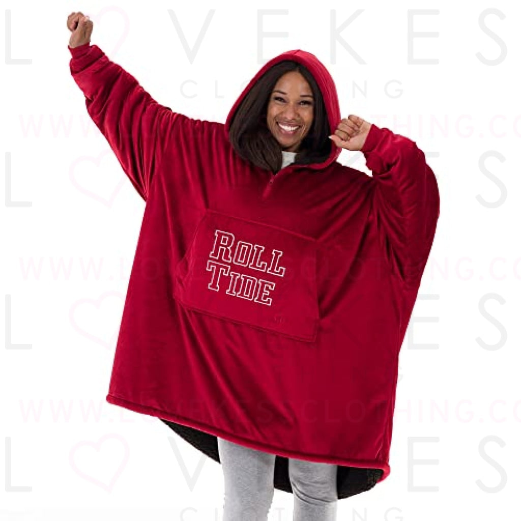 THE COMFY Original Quarter-Zip | University of Alabama Logo & Insignia | Oversized Microfiber & Sherpa Wearable Blanket with Zipper, Seen On Shark Tank, One Size Fits All