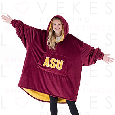 THE COMFY Original Quarter-Zip | Arizona State University Logo & Insignia | Oversized Microfiber & Sherpa Wearable Blanket with Zipper, Seen On Shark Tank, One Size Fits All
