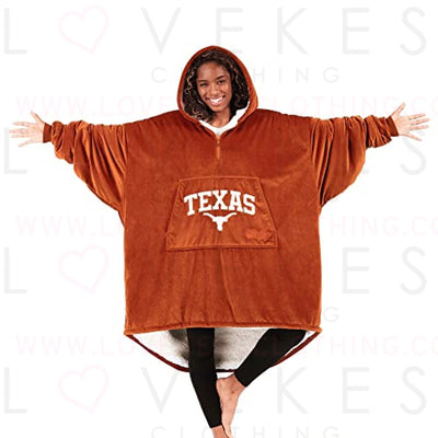 THE COMFY Original Quarter-Zip | University of Texas Logo & Insignia | Oversized Microfiber & Sherpa Wearable Blanket with Zipper, Seen On Shark Tank, One Size Fits All