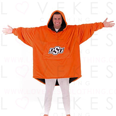 THE COMFY Original Quarter-Zip | Oklahoma State University Logo & Insignia | Oversized Microfiber & Sherpa Wearable Blanket with Zipper, Seen On Shark Tank, One Size Fits All
