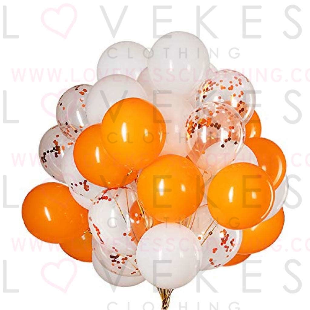 12 Inch Orange and White Confetti Balloons Latex Helium Party Balloon Decorations,Pack of 50