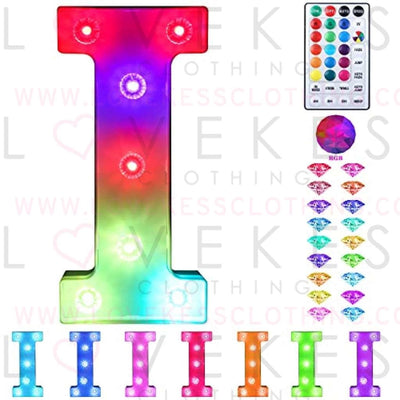 Colorful Light up Letters Led Marquee Letter Lights with Remote 18 Colors Letters with Lights for Wedding Birthday Party Lamp Christmas Home Bar Decoration - Diamond Design Battery Powered - I