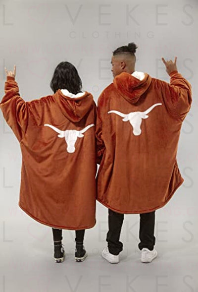 THE COMFY Original Quarter-Zip | University of Texas Logo & Insignia | Oversized Microfiber & Sherpa Wearable Blanket with Zipper, Seen On Shark Tank, One Size Fits All