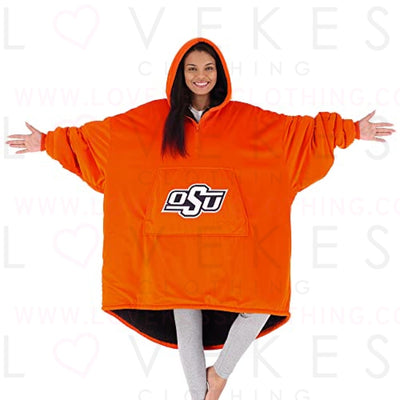 THE COMFY Original Quarter-Zip | Oklahoma State University Logo & Insignia | Oversized Microfiber & Sherpa Wearable Blanket with Zipper, Seen On Shark Tank, One Size Fits All