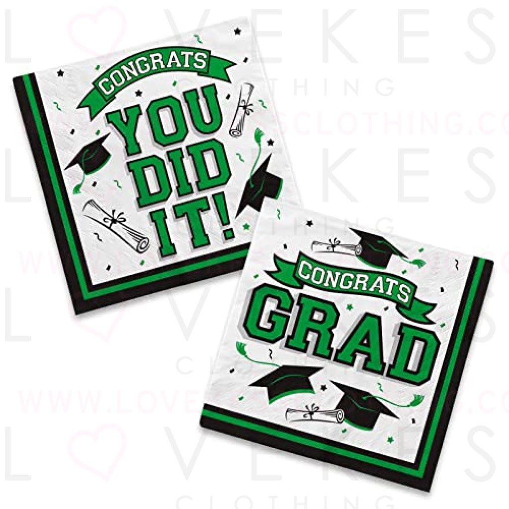 Graduation Party Supplies Disposable Paper Cocktail Napkins for 2023 Graduation Party Decorations, 80 Pack（green and black）