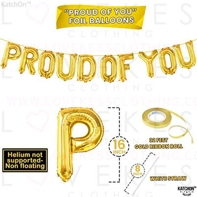 KatchOn, Gold Proud of You Balloons - 16 Inch | Proud of You Banner, Congratulation Balloons for Gold Graduation Decorations Class of 2023 | Gold Graduation Balloons 2023, Congratulations Decorations