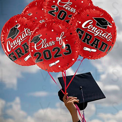 Graduation Party Decorations, Congrats Grad Balloons for 2023 Graduation Party Supplies,12 pcs Class Red Balloons, 17 Inch