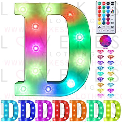 Colorful Light up Letters Led Marquee Letter Lights with Remote 18 Colors Letters with Lights for Wedding Birthday Party Lamp Christmas Home Bar Decoration - Diamond Design Battery Powered - D