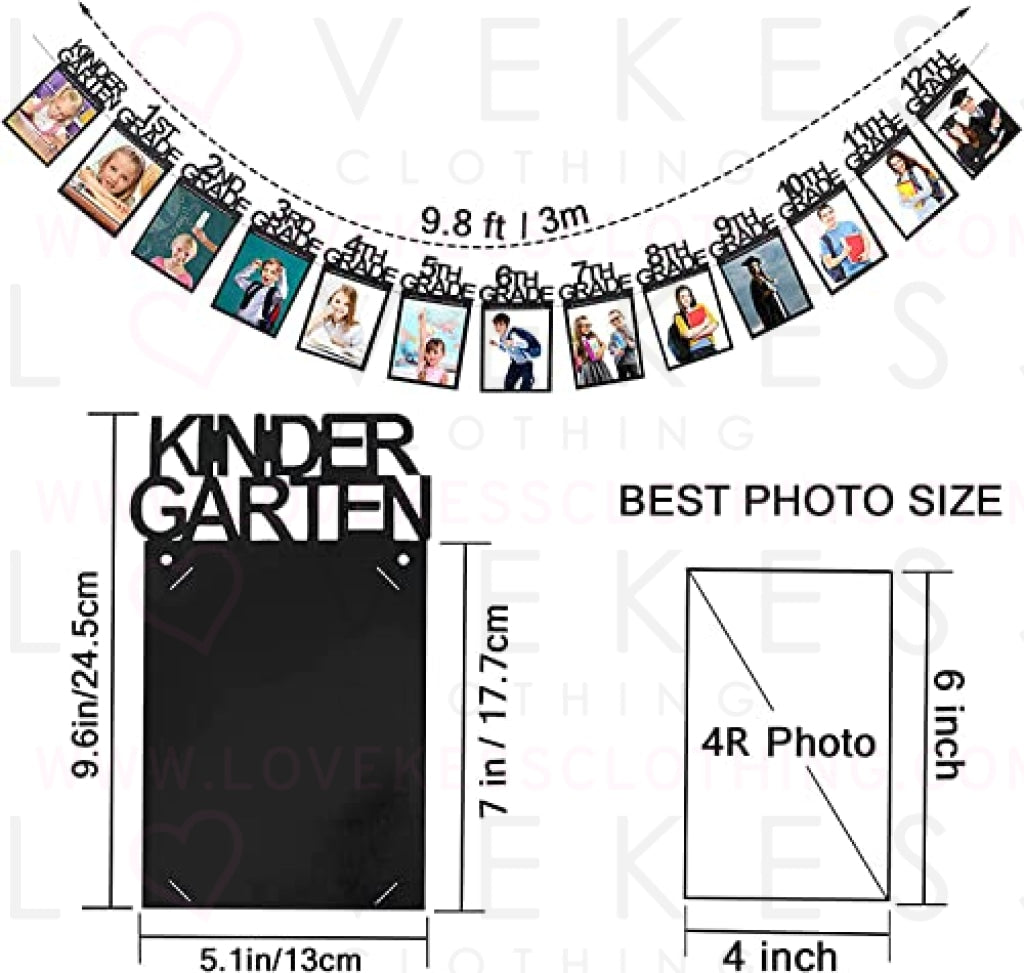 Graduation Photo Banner for 2023 Party Decorations, Kindergarten to 12th Grade Graduation Picture Banner, Middle School, High School College Graduation Party Supplies Black SG063BK
