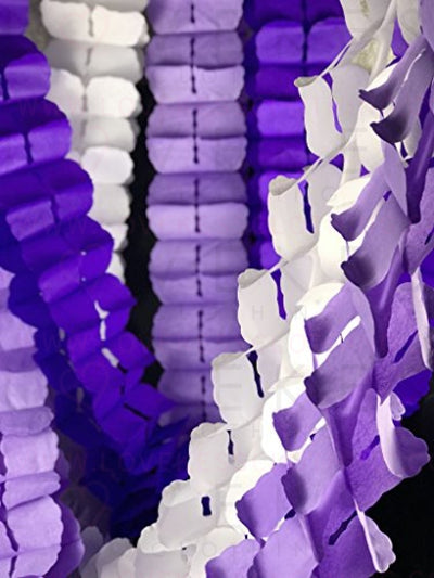 LIBERTIE Hanging Garland Four-Leaf Tissue Paper Flower Garland Reusable Party Streamers for Party Wedding Decorations, 11.81 Feet/3.6M Each, Pack of 6 (Purple Set 6PC)