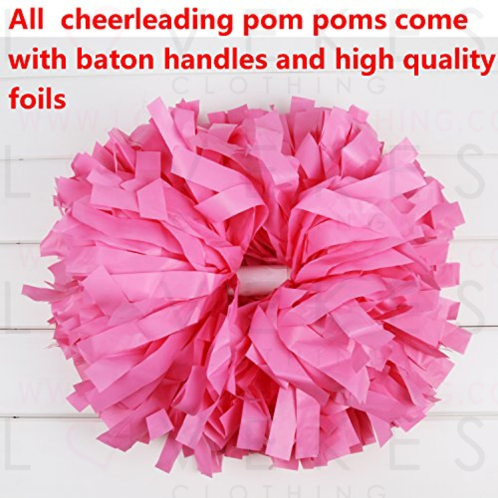 Danzcue 2-Pack Cheerleading Pom Poms – 6" Plastic Streamers With Baton Handle For Sports Games & Cheer