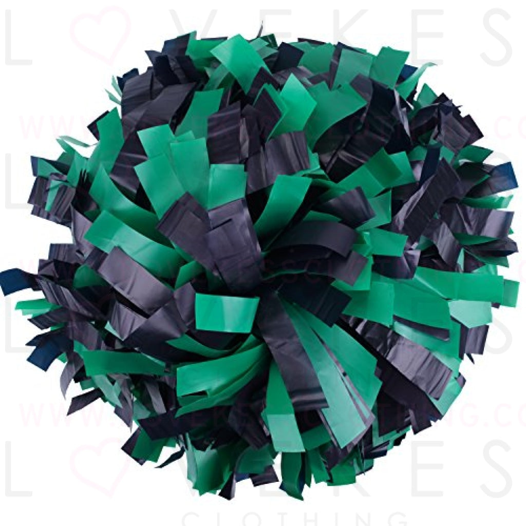 ICObuty Plastic Cheerleader Cheerleading Pom Pom 6 inch 1 Pair (Kelly Green-Navy Blue)