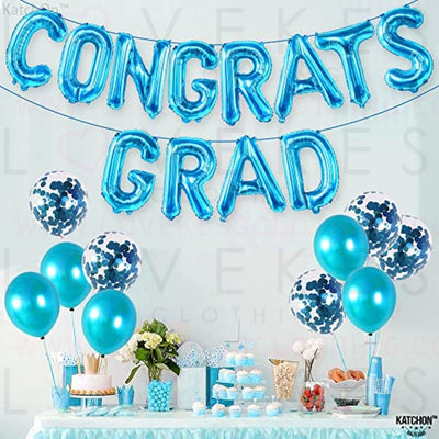 KatchOn, Congrats Grad Balloons Blue - 16 Inch | Congrats Balloons for Graduation Party Decorations 2023 | Congratulations Balloons for Blue Graduation Decorations Class of 2023 | Graduation Balloons