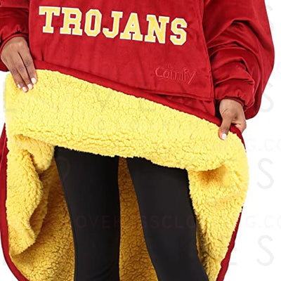 THE COMFY Original Quarter-Zip | University of Southern California Logo & Insignia | Oversized Microfiber & Sherpa Wearable Blanket with Zipper, Seen On Shark Tank, One Size Fits All