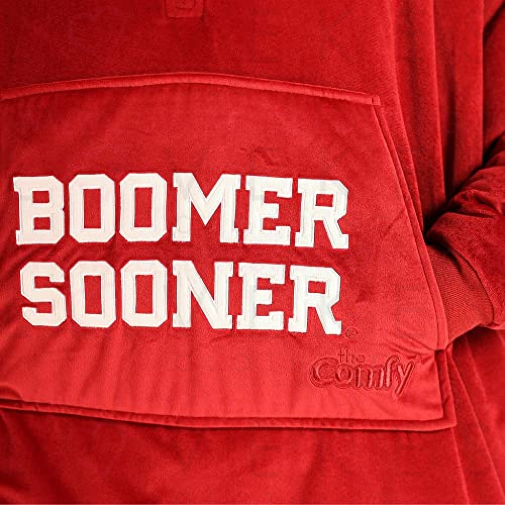 THE COMFY Original Quarter-Zip | University of Oklahoma Logo & Insignia | Oversized Microfiber & Sherpa Wearable Blanket with Zipper, Seen On Shark Tank, One Size Fits All