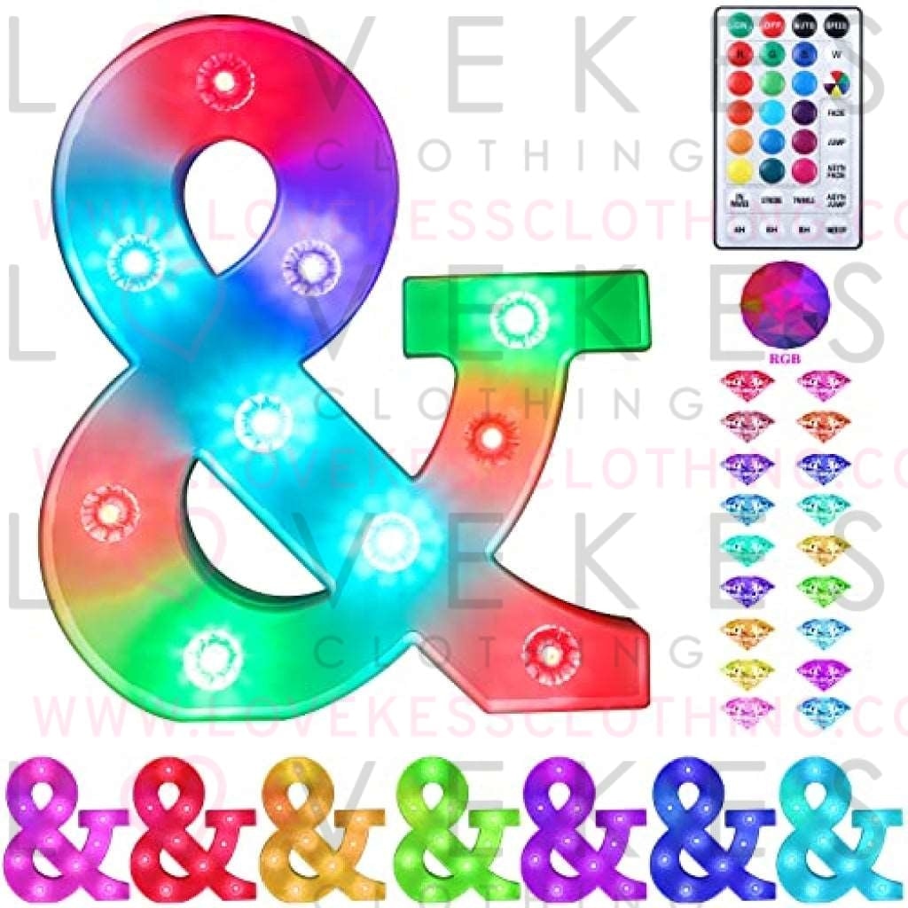 Colorful Light up Letters Led Marquee Letter Lights with Remote 18 Colors Letters with Lights for Wedding Birthday Party Lamp Christmas Home Bar Decoration - Diamond Design Battery Powered - &