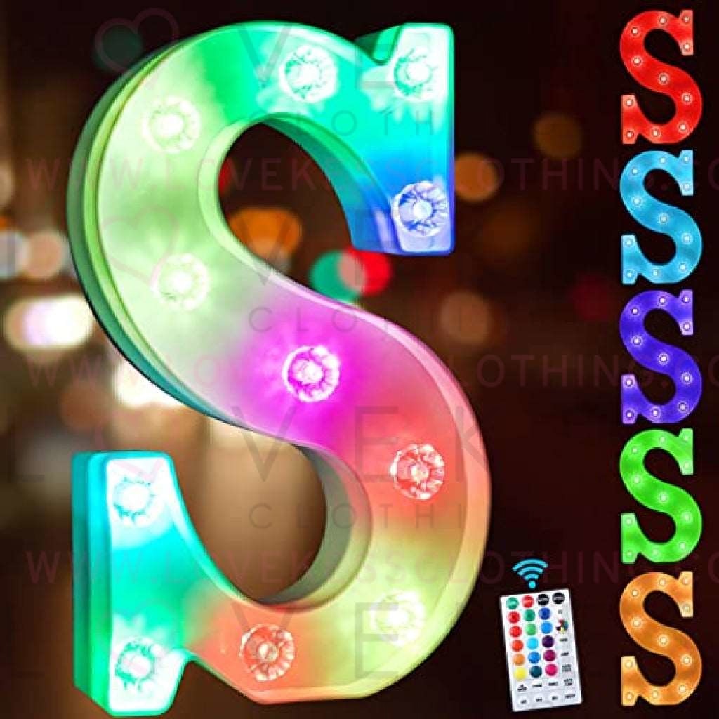 Colorful Light up Letters Led Marquee Letter Lights with Remote 18 Colors Letters with Lights for Wedding Birthday Party Lamp Christmas Home Bar Decoration - Diamond Design Battery Powered - S