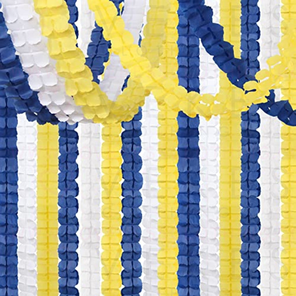 Navy-Blue White-Yellow Party-Decorations Streamers Garland - 12pcs 4-Leaf Clover Paper Streamer,Graduation Wedding Birthday Baby Bridal Shower Banners Decor Ouruola