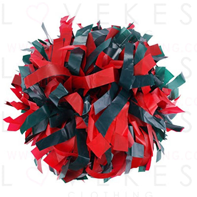 ICObuty Plastic Cheerleader Cheerleading Pom Pom 6 inch 1 Pair (Red-Forest Green)