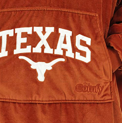 THE COMFY Original Quarter-Zip | University of Texas Logo & Insignia | Oversized Microfiber & Sherpa Wearable Blanket with Zipper, Seen On Shark Tank, One Size Fits All