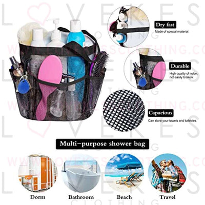 Attmu Mesh Shower Caddy Portable for College Dorm Room Essentials with 8 Pockets, Hanging Shower Caddy Basket Tote Bag Toiletry Accessories for Bathroom