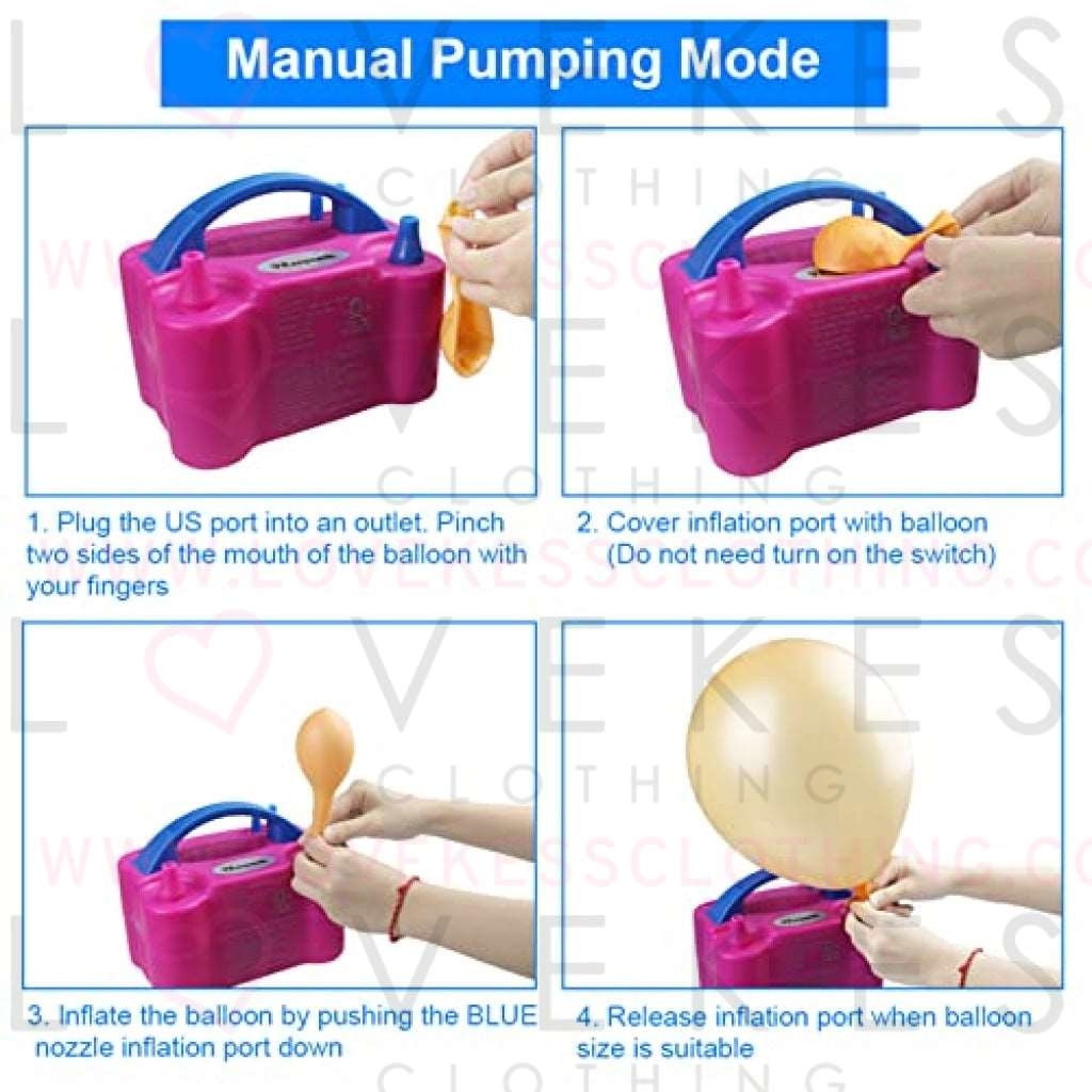 Balloon Pump, Electric Balloon Pump,Portable Dual Nozzles Electric Balloon Air Pump 110V 600W , Electric Balloon Inflator with Tying Tool, Flower Clips, Tape Strips, Dot Glues for Party Decoration