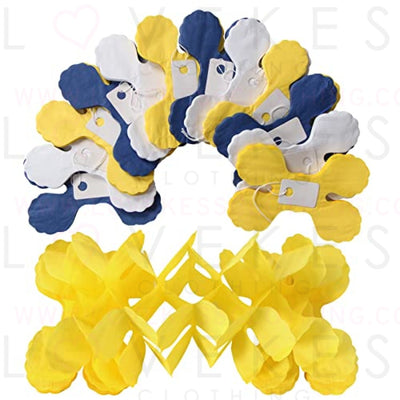 Navy-Blue White-Yellow Party-Decorations Streamers Garland - 12pcs 4-Leaf Clover Paper Streamer,Graduation Wedding Birthday Baby Bridal Shower Banners Decor Ouruola
