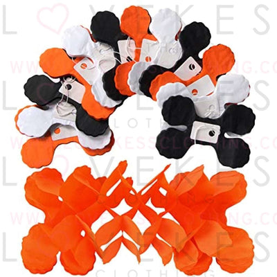 Black-White Orange halloween Party-Decorations Streamers-Garland - 12pcs 4-Leaf Clover Paper Streamer,Graduation Wedding Birthday Bachelorette Baby Bridal Shower Banners Decor Ouruola