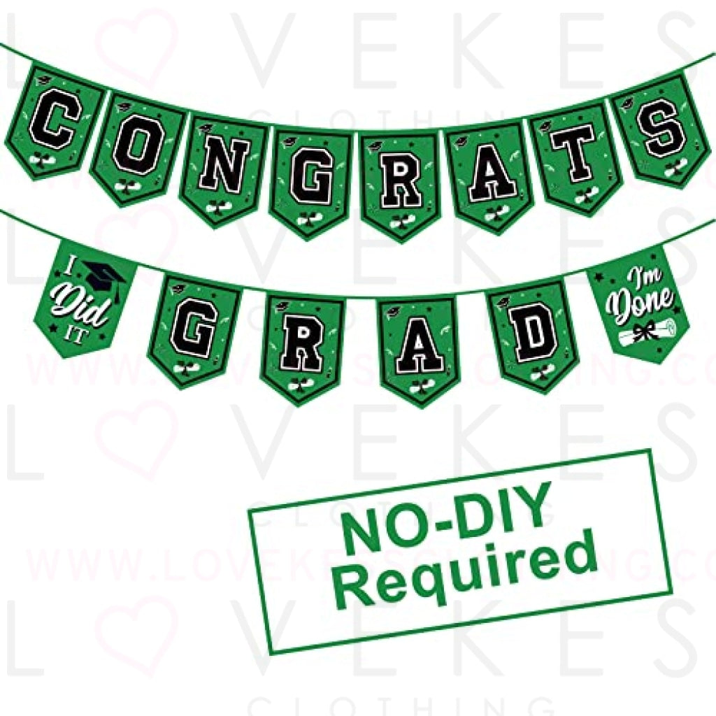 2023 Green Graduation Banner - No DIY Required Green Graduation Party Supplies Decorations Grad Banner for College, High School Party (Green and Black Congrats Grad)