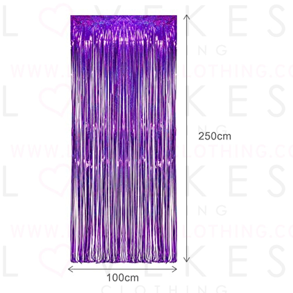 Purple Tinsel Curtain Party Backdrop - GREATRIL Foil Fringe Curtain Party Decor Photo Booth Streamers Backdrop for Mermaid Birthday Euphoria Themed Party Decorations - 1m x 2.5m - Pack of 2