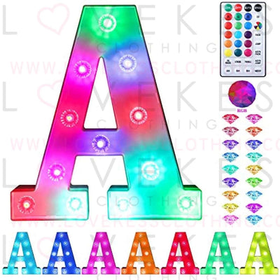 Colorful Light up Letters Led Marquee Letter Lights with Remote 18 Colors Letters with Lights for Wedding Birthday Party Lamp Christmas Home Bar Decoration - Diamond Design Battery Powered - A