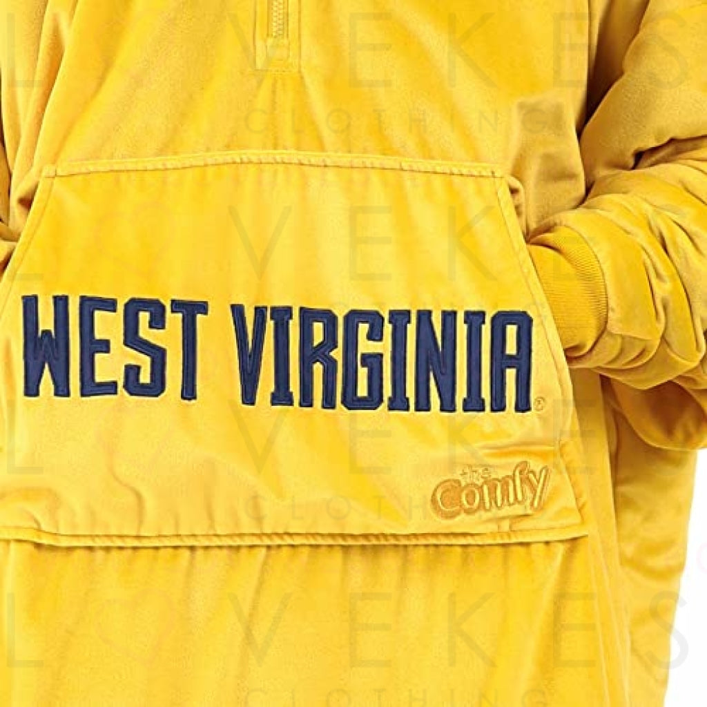 THE COMFY Original Quarter-Zip | West Virginia University Logo & Insignia | Oversized Microfiber & Sherpa Wearable Blanket with Zipper, Seen On Shark Tank, One Size Fits All