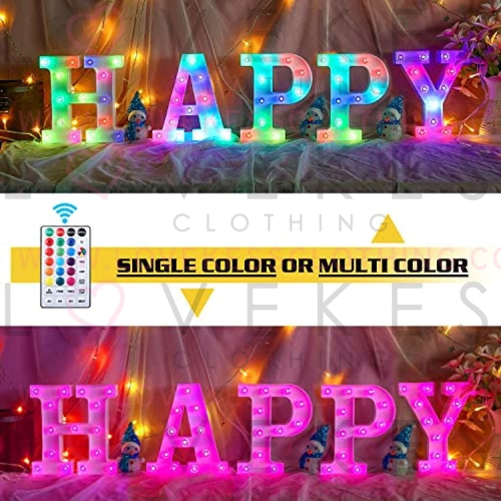 Colorful Light up Letters Led Marquee Letter Lights with Remote 18 Colors Letters with Lights for Wedding Birthday Party Lamp Christmas Home Bar Decoration - Diamond Design Battery Powered - &