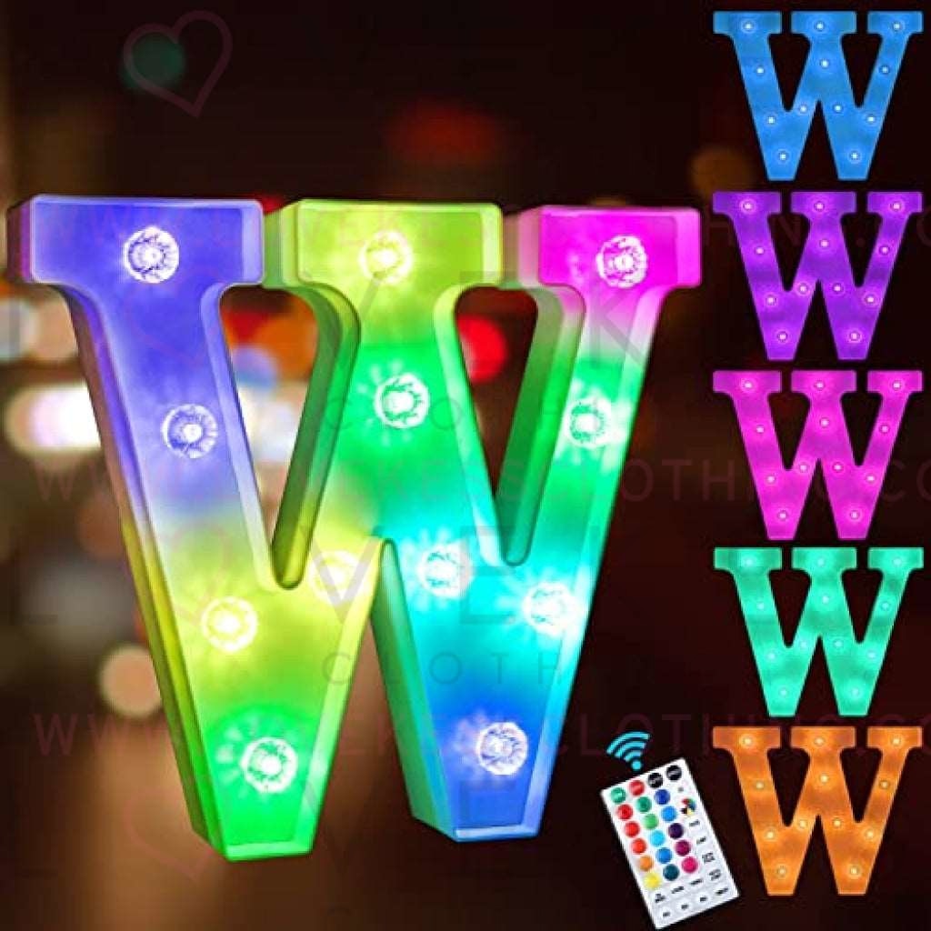 Colorful Light up Letters Led Marquee Letter Lights with Remote 18 Colors Letters with Lights for Wedding Birthday Party Lamp Christmas Home Bar Decoration - Diamond Design Battery Powered - W