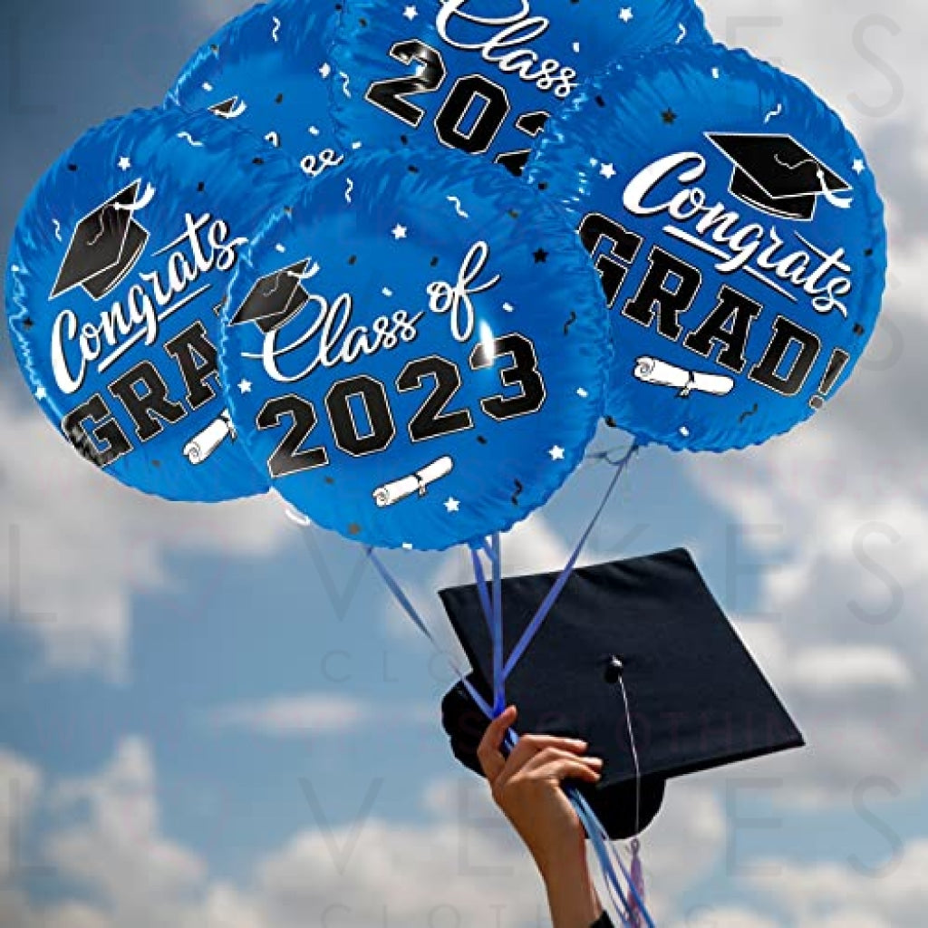 Graduation Party Decorations, Congrats Grad Balloons for 2023 Graduation Party Supplies,12 pcs Class Blue Balloons, 17 Inch