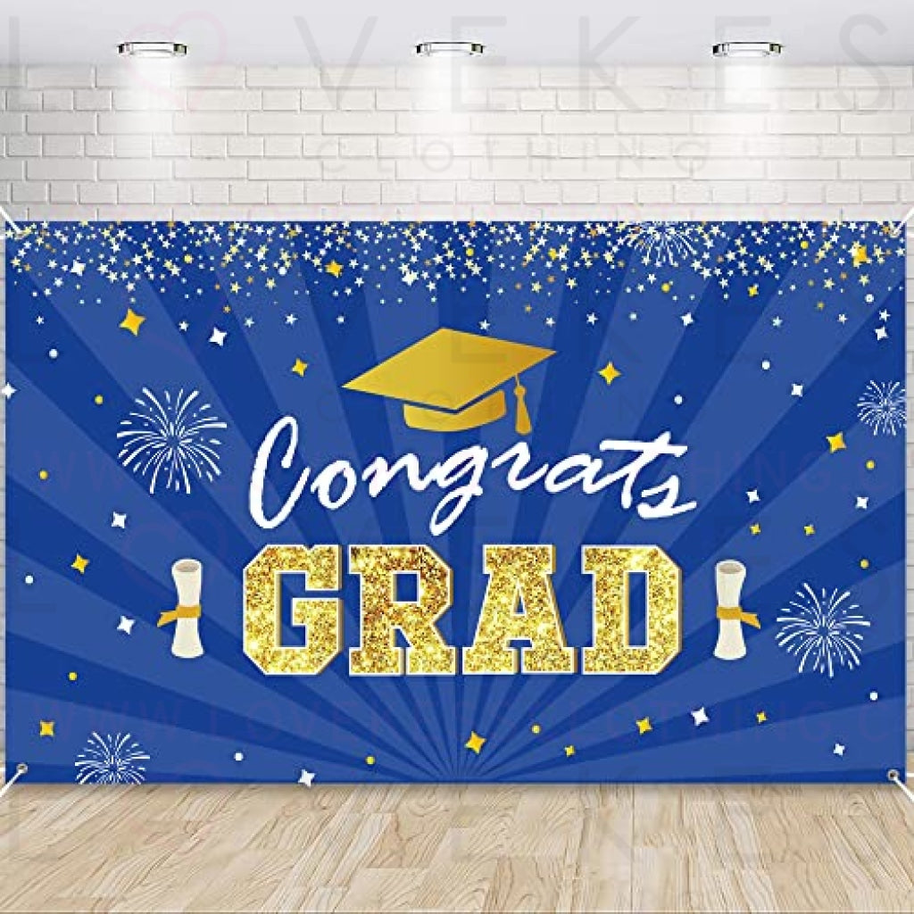 HIPEEWO Graduation Decorations 2023 - Graduation Party Supplies Include Congrats Grad Banner, Backdrop, Porch Sign, Balloons, Hanging Swirls, High School College Graduation Party Decorations | Blue