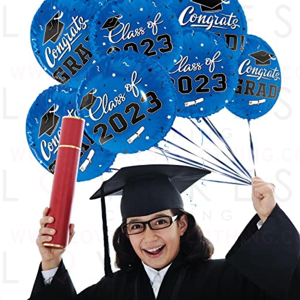 Graduation Party Decorations, Congrats Grad Balloons for 2023 Graduation Party Supplies,12 pcs Class Blue Balloons, 17 Inch