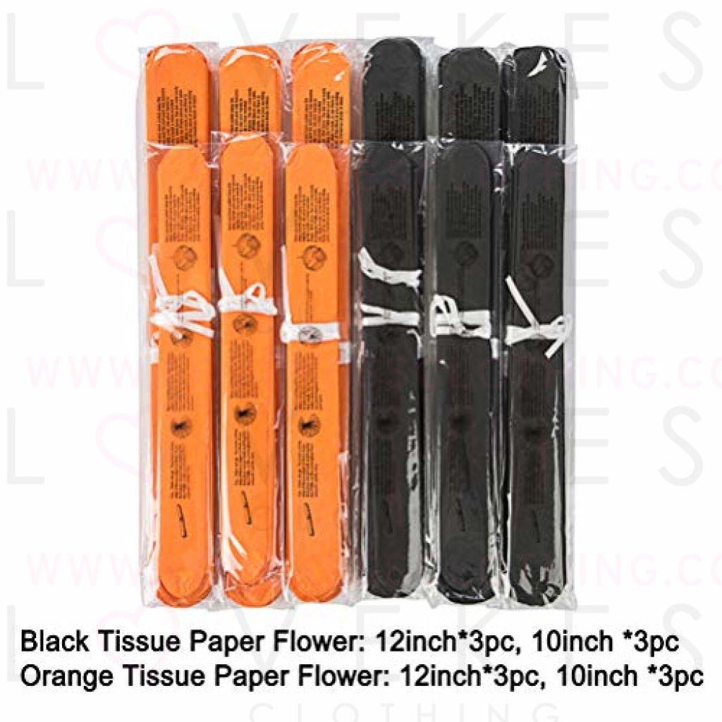 Paper Flower Tissue Pom Poms Party Supplies (black,orange,12pc)