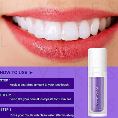 Purple Toothpaste for Teeth Whitening,Teeth Whitening Booster,Tooth Stain Removal,Teeth Whitener,Purple Whitening Toothpaste