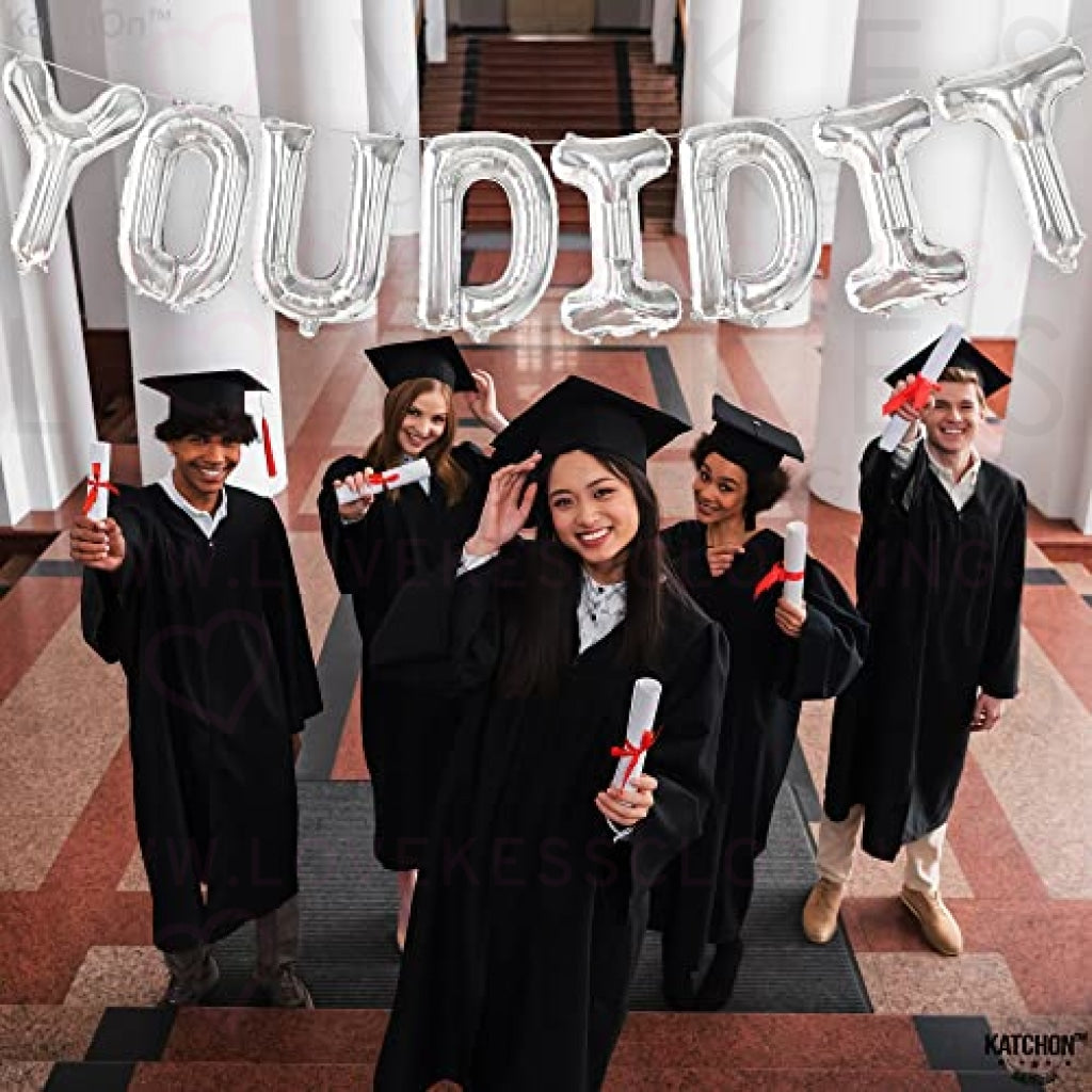 KatchOn, Silver You Did It Balloon Banner - 16 Inch, Silver Graduation Banner | Graduation Balloons 2023, Graduation Decorations Class of 2023 | Congrats Grad Banner, Graduation Party Supplies 2023
