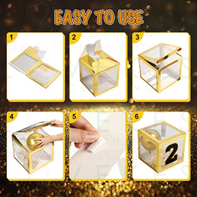 Graduation Box Decorations with Balloon and LED Light Strings Congrats 2023 Grad Party Supplies Proud of You Balloon Boxes for Class of 2023 School College Party Decor, 44 Pieces (Gold)