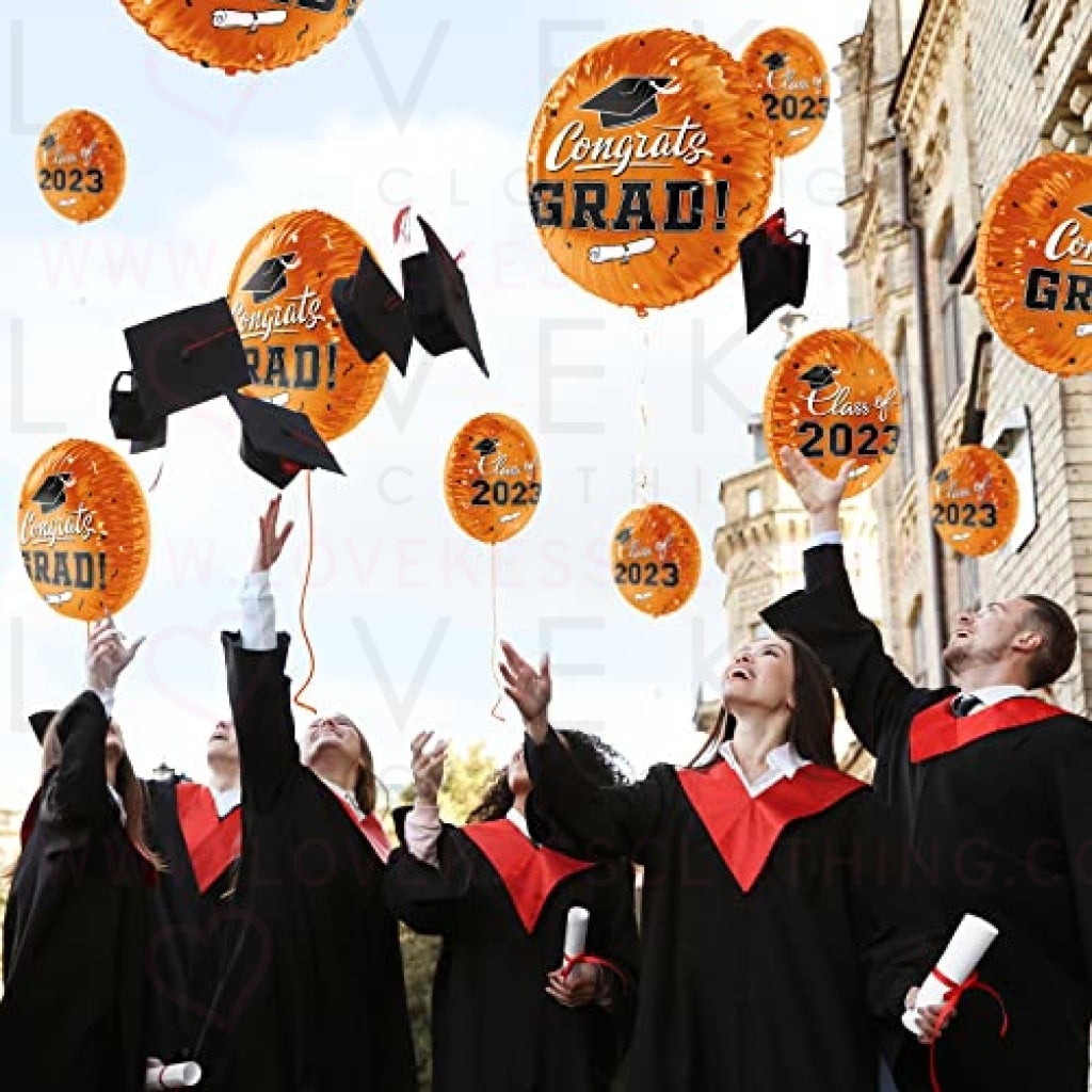 Graduation Party Decorations, Congrats Grad Balloons for 2023 Graduation Party Supplies,12 pcs Class Orange Balloons, 17 Inch