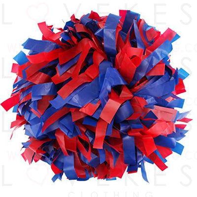 ICObuty Plastic Cheerleader Cheerleading Pom Pom 6 inch 1 Pair (Red-Royal Blue)
