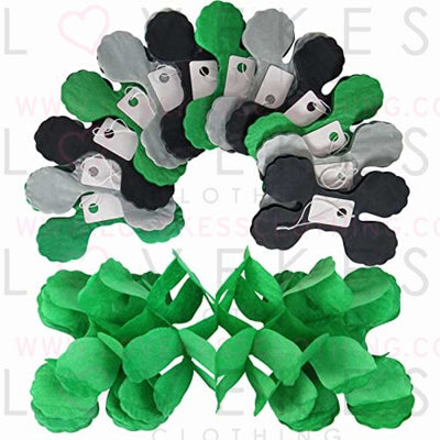 Black Green-Silver Party-Decorations Streamers Garland - 12pcs Graduation 2022 4-Leaf Clover Paper Streamer, Soccer Party Supplies Wedding Men Boys Birthday Baby Bridal Shower Banners Decor Ouruola