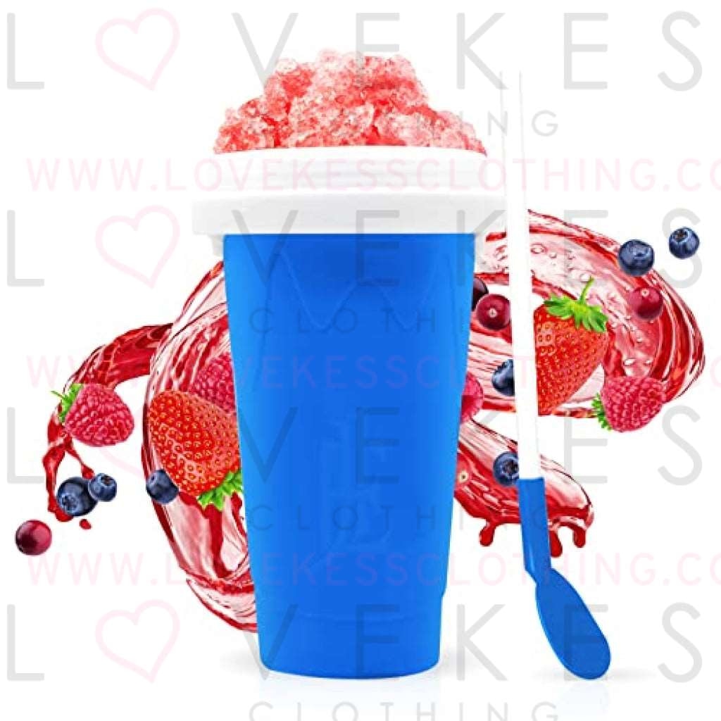 EJ1 Slushie Maker Cup TIK TOK Frozen Magic Double Layer Silicone Squeeze Cup - Quick Cooling Slushy Milk Shake Ice Cream Smoothies Homemade DIY BPA Free with Lid & Straw for Kids Children Family Adult