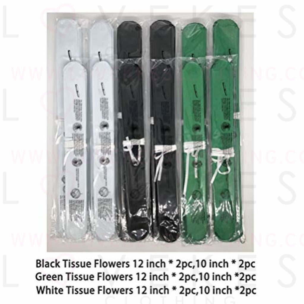 Paper Flower Tissue Pom Poms Party Supplies (black,green,white,12pc)