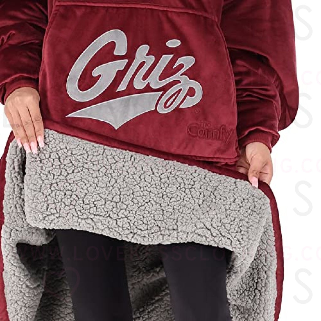 THE COMFY Original Quarter-Zip | University of Montana Logo & Insignia | Oversized Microfiber & Sherpa Wearable Blanket with Zipper, Seen On Shark Tank, One Size Fits All