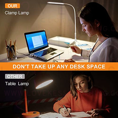 LED Desk Lamp, YOTUTUN Swing Arm Table Lamp with Clamp, Flexible Gooseneck Task Lamp, Eye-Caring Architect Desk Light, 3 Modes 10 Brightness Levels, Memory Function Desk Lamps for Home Office, 12W