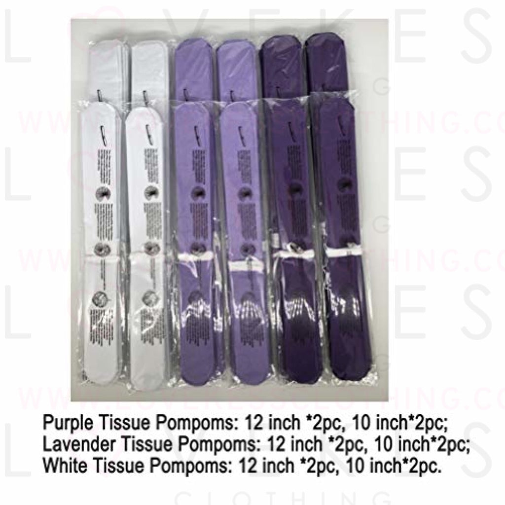 Purple Paper Flower Tissue Pom Poms Party Favor Supplies (purple,lavender,white,12pc)