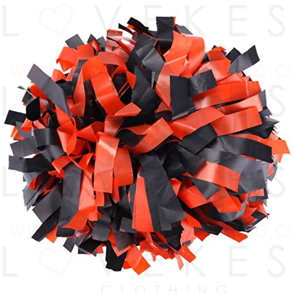ICObuty Plastic Cheerleader Cheerleading Pom Pom 6 inch 1 Pair (Black-Orange)